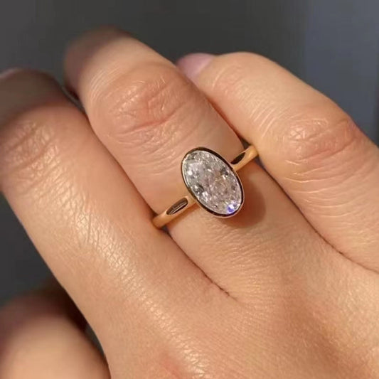 Gold Plated Copper Geometric Ring For Women Oval Round Design Simple Elegant Daily Wear Gift Size 6 7 8 Electroplating