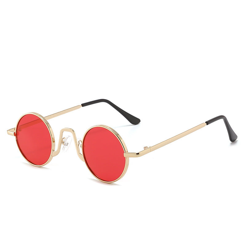Retro Hip Hop Sunglasses Small Round Metal Frame PC Lens For Men And Women Sun Protection Fashion Travel Stage