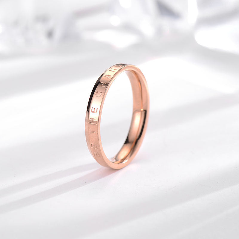 Rose Gold Ring Stainless Steel Geometric Ring Trendy Korean Style Individually Packed Gift Geometric DesignPlan