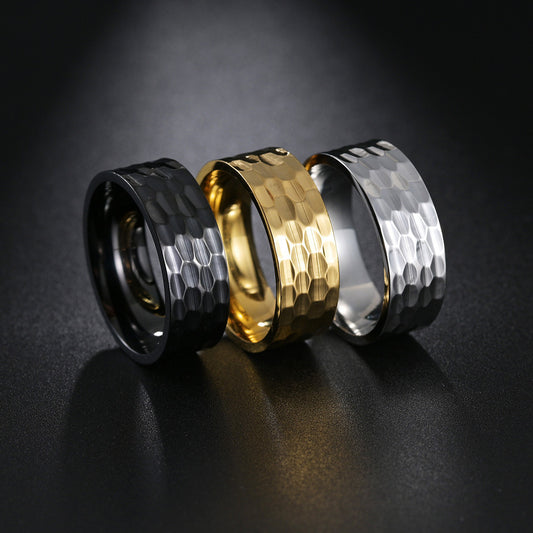 Mens Titanium Steel Ring 8mm Band Vacuum Plated Gold Black Simple Band Ring For Men Sizes 7 To 13 Everyday Use