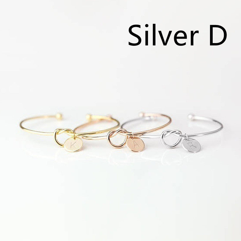 Womens Alloy Letter Bracelet Dead Knot Bangle Jewelry Gold
