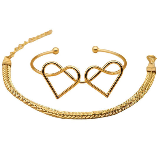 Heart Shaped Bracelet Set Electroplated Alloy Fashion Jewelry European And American Wheat Ear Chain Bracelet