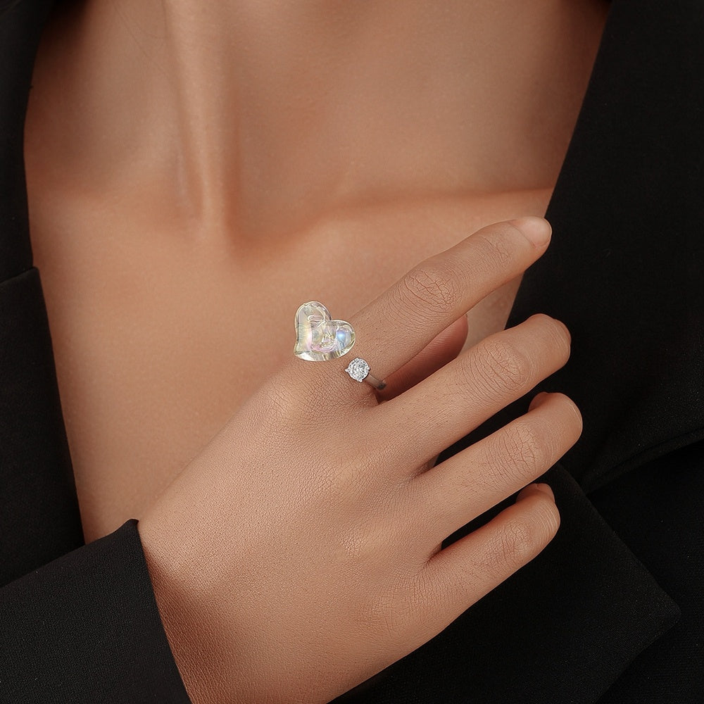 Geometric Ring 18K Gold Electroplated Copper Resin Inlay Jewelry Elegant Women Ring Beautiful Appearance Color