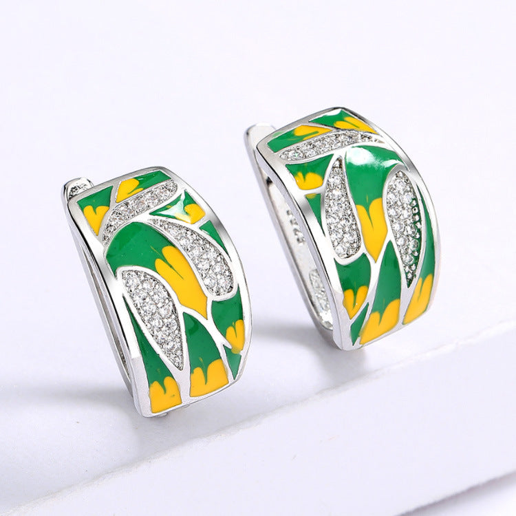 Elegant Brass Gold Plated Gemstone Stud Earrings For Her