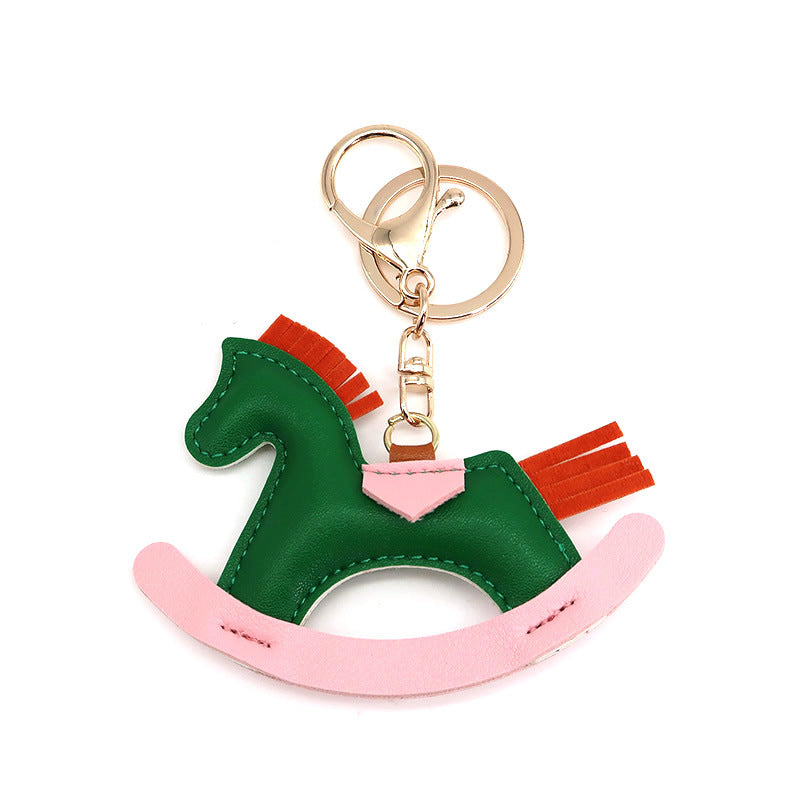 Handmade Artificial Leather Horse Keychain Pendant Exquisite Manual Craftsmanship Light Blue Orange Blue Light