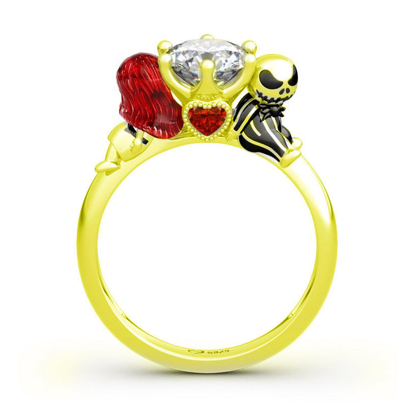 Adjustable Panda Ring With Bamboo Design And Zircon Gem Copper Ring For Women Geometric Jewelry Fashion Accessory