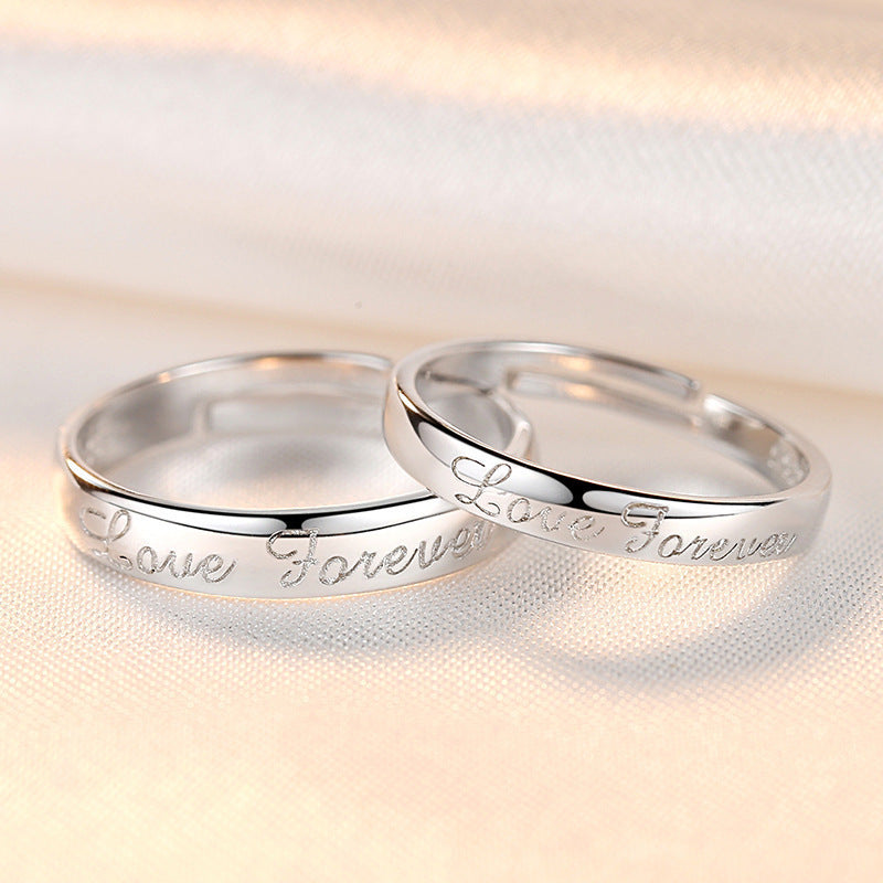 Retro Copper Ring Hand Ornament Eternal Love Letter Ring For Men And Women Fashion Electroplated Simple Band Ring