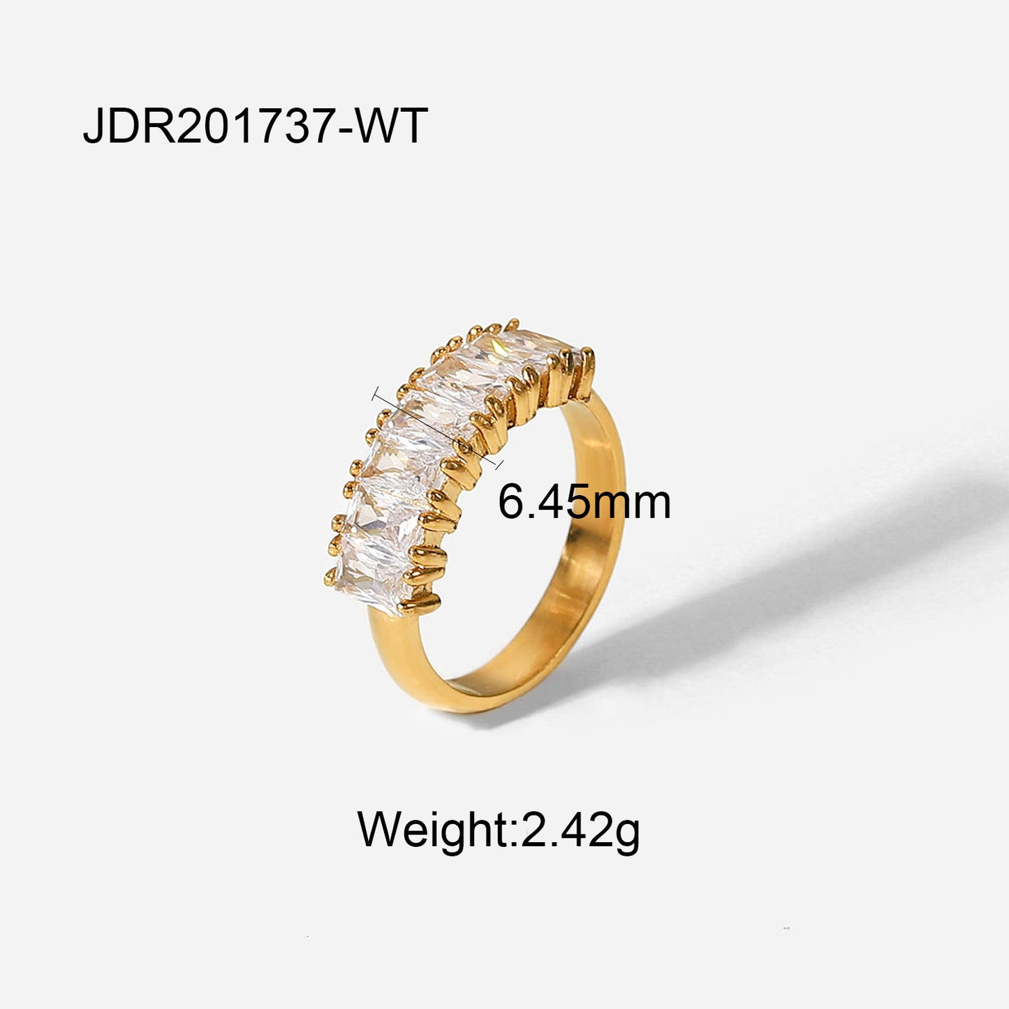 Women Ring 18K Gold Plated Half Ring Stainless Steel Zircon