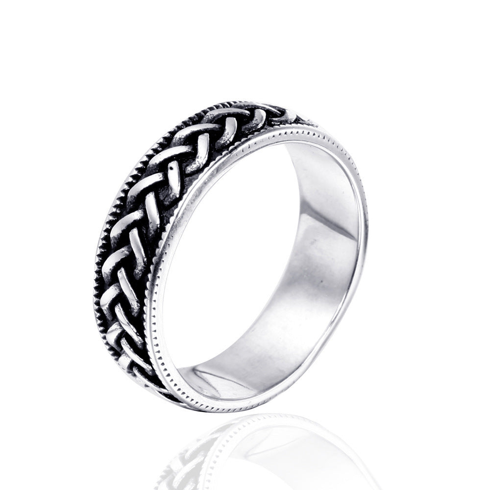 Mens Titanium Ring Geometric Design Polished Jewelry