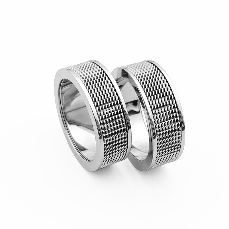 Unisex Titanium Steel Mesh Geometric Ring For Men And Women Modern Fashion Accessory Durable Everyday Wearable