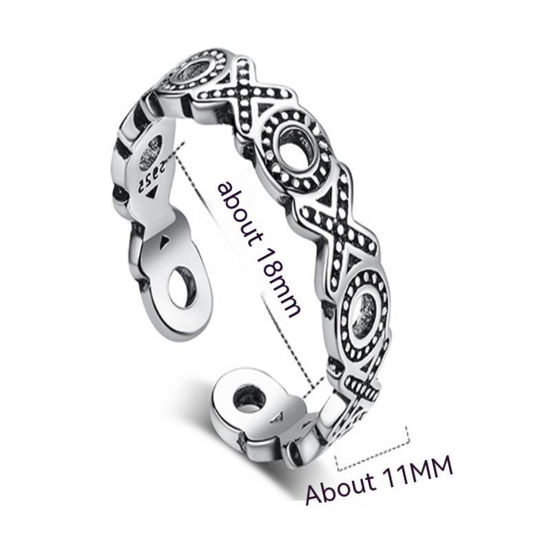 Womens Adjustable Copper Ring With Antique Silver Electroplating Black Tone Finish And Fashionable Design Everyday