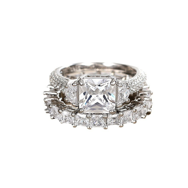 Diamond Studded Ring In Sterling Silver For Men And Women With Inlaid Zircon Sizes 6 7 8 9 10 Style CZ Sparkle