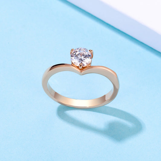 Titanium Steel Zircon Inlaid Wedding Engagement Ring Unisex Polished Silver Gold Rose Gold 6 7 8 9 10 Enduring