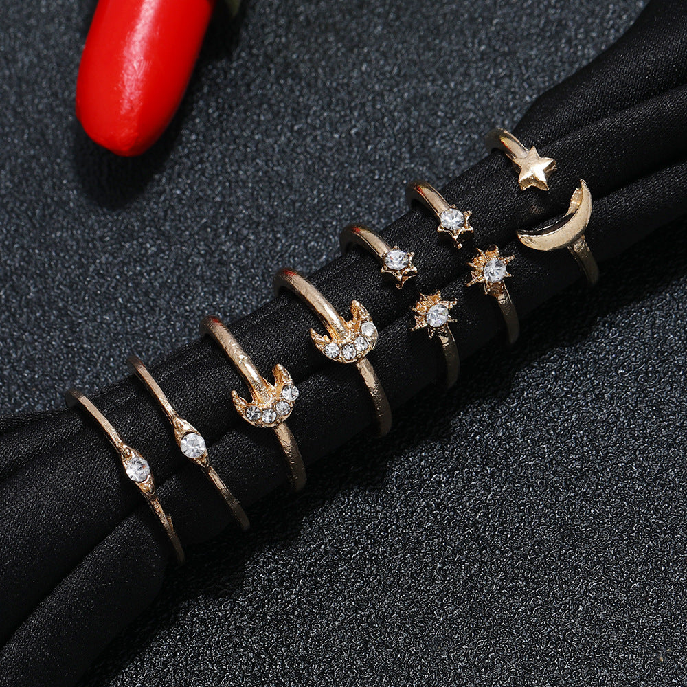 Star And Moon Ring Set For Women Alloy Rings For Fashionable Everyday Wear Durable Design Gift Perfect Gift For Her