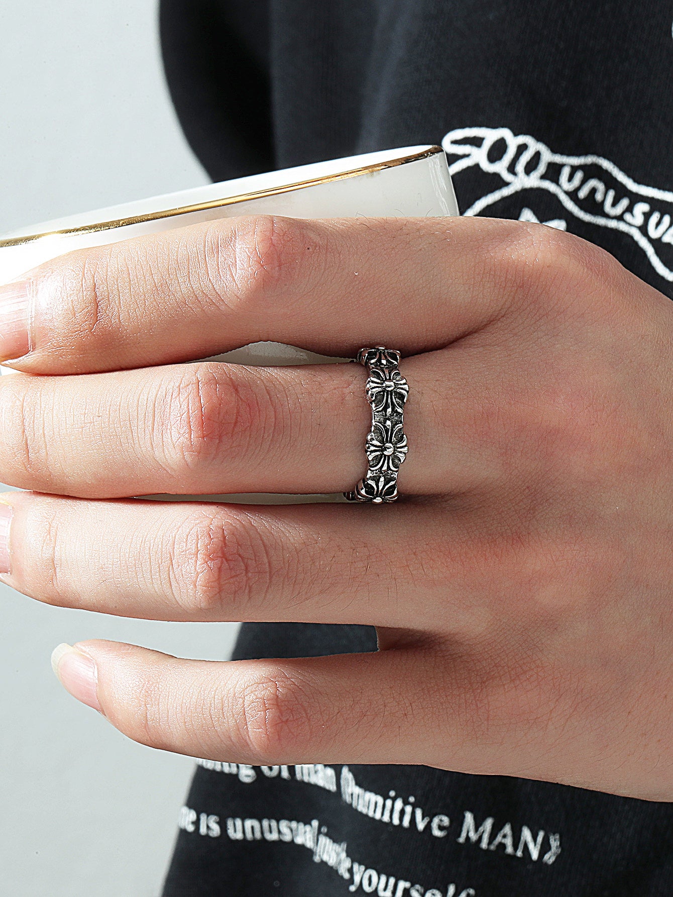 Womens Geometric Ring Adjustable Vintage Alloy Ring European American Style Simple Elegant Jewelry Modern Look