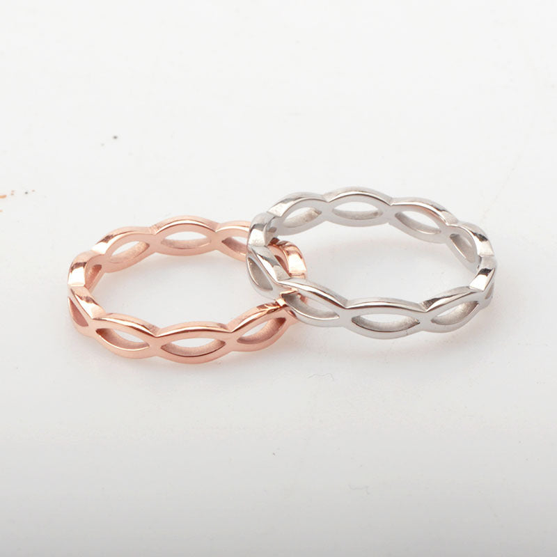 Women's Titanium Steel Ring With Hollow Wave Designs Fashion Jewelry Promise Ring For Anniversary Gift Durable