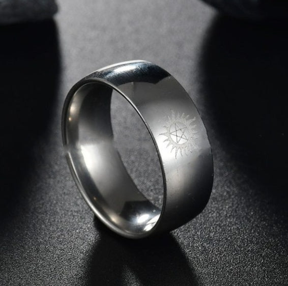 Unisex Stainless Steel Ring 8mm Width Everyday Wear Wedding Band Black Steel Gold Color Sizes 6 7 8 9 10 11 12