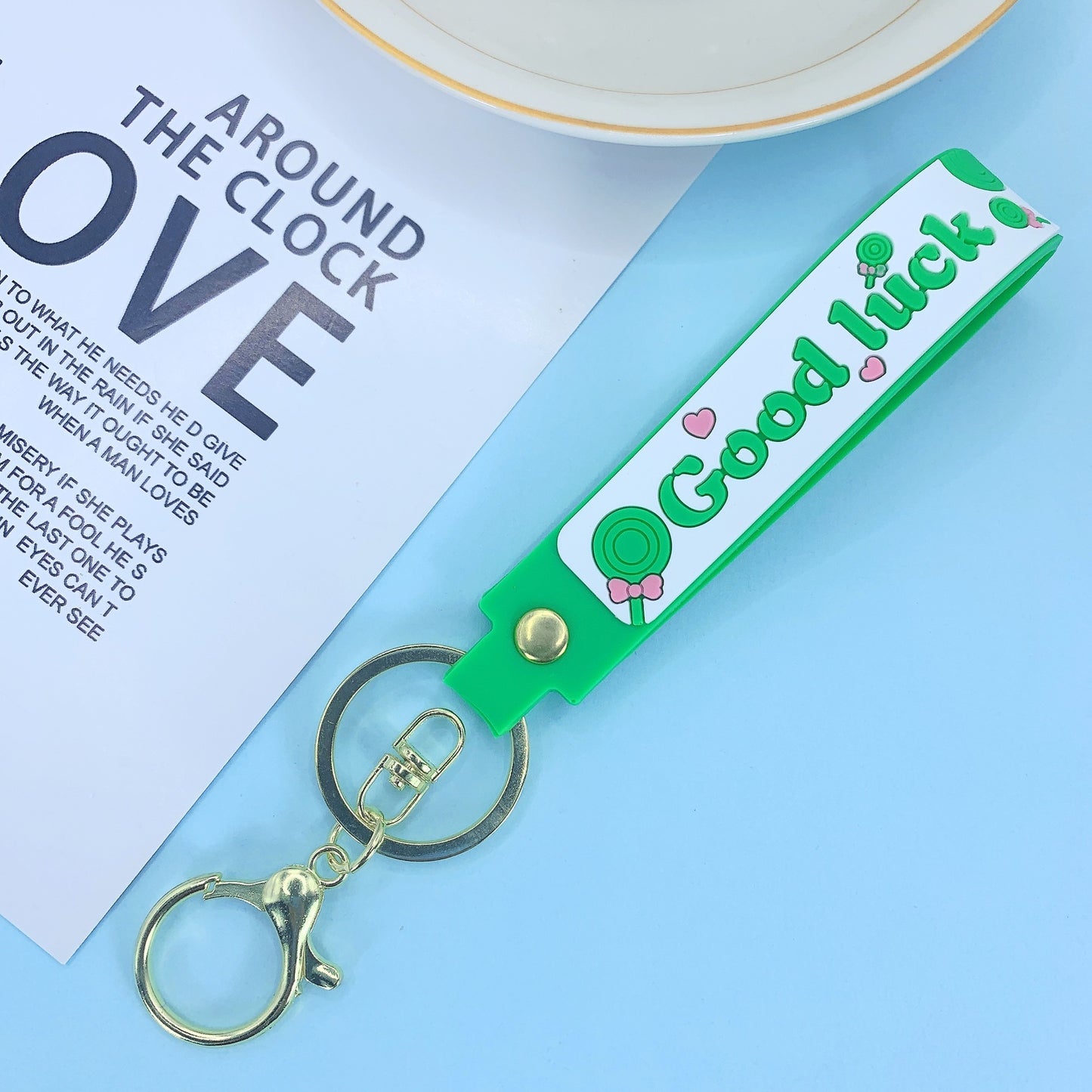 Lollipop Rainbow Hand Strap Keychain Durable Accessory Key Ring Cellphone Charm Handbag Charm For Keys Phones Bags