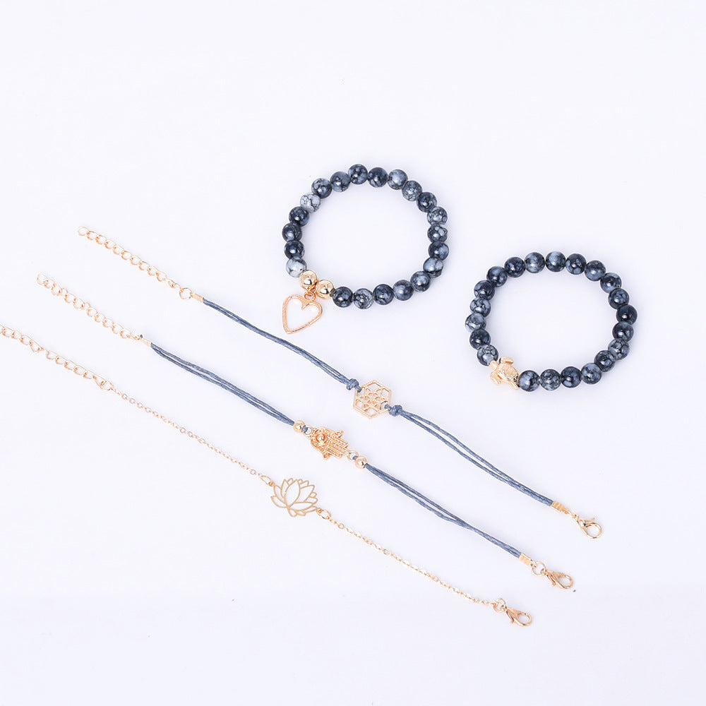 Unisex Geometric Bracelet Along Anchor Design Electroplated Alloy Jewelry For Men And Women Gold White Finishes