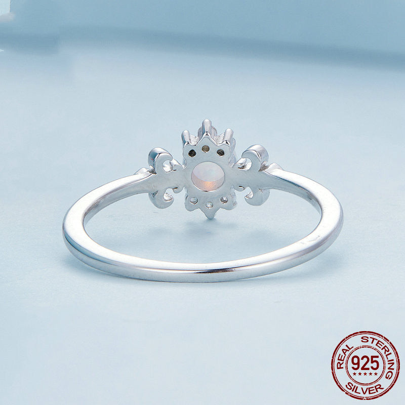 Womens Sterling Silver Ring With White Gold Plated Geometric Zircon European American Design 925 Silver Ring Ring