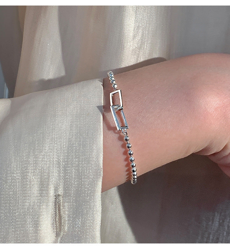 Womens Geometric Bracelet Square Ball Copper Jewelry For Women Simple Summer White Wearable Trend Stylish Look