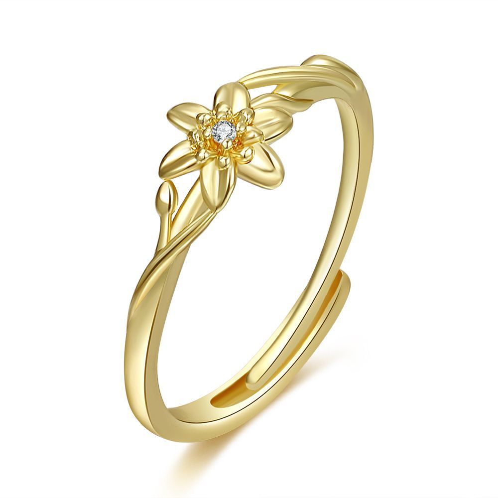 Womens Adjustable Copper Ring Birth Month Flower Design January February March April May June July August Glow