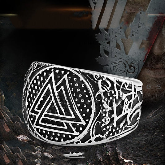 Vintage Stainless Steel Stacked Triangle Ring Flower Shape Unisex Sizes US 8 9 10 11 12 13 Durable Finish Matte Shine