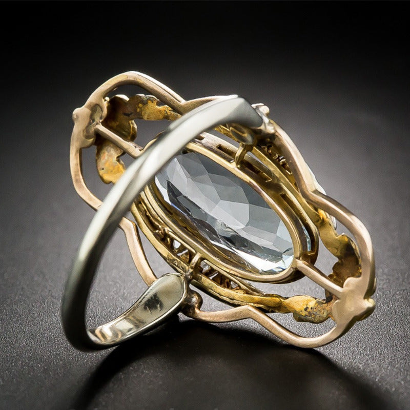 Women Zircon Inlaid Hollow Flower Copper Ring Gold Plated Fashion Jewelry Gift For Her Elegant Durable Accessory