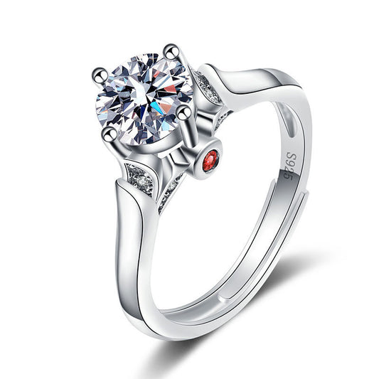 Womens Adjustable Copper Ring Crown Design With Moissanite Inlay AAA Zircon Imitation Geometry Couple Ring AAA