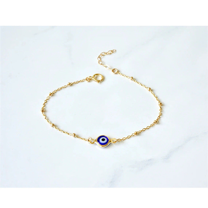 Womens Bohemian Bracelet Devils Eye Anniversary Celebration Jewelry Plated Copper Fashion Bracelet Golden Blue