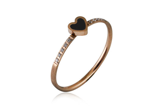 Heart Shape Ring Stainless Steel Gold Plated Gemstone Jewelry For Women Elegant Versatile Artificial Gemstones
