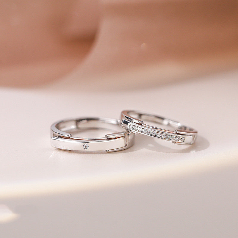 Mens Womens Fashion Flip Top Ring Creative Silver Ring Electroplated Diamond Ring White Gold Rose Gold Simple