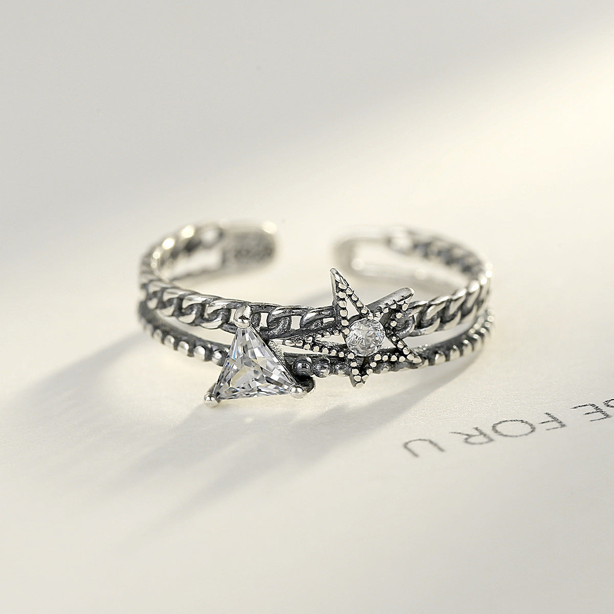 Sterling Silver Star Ring Adjustable Open Band For Women 925 Jewelry With Dainty Shine Everyday Wear Gift For Daily Use