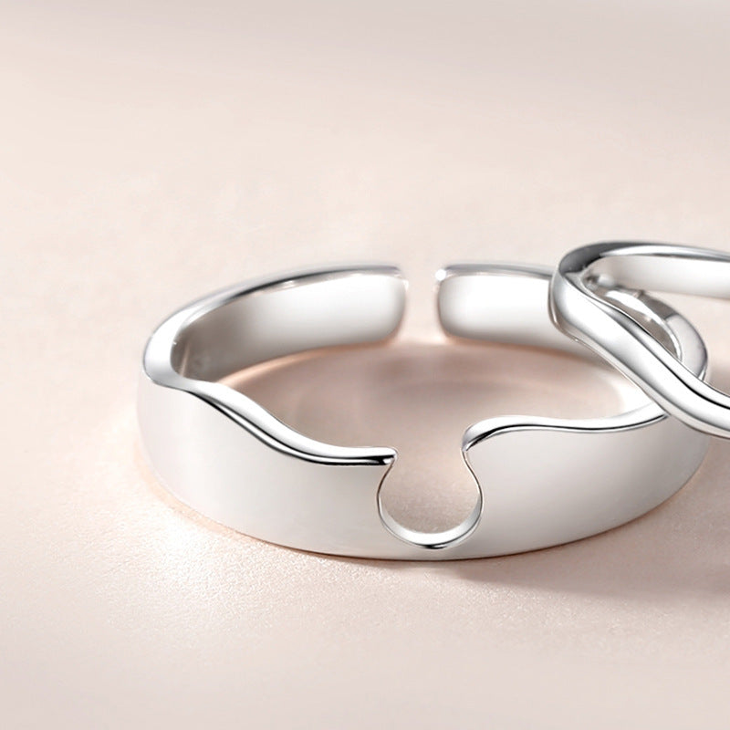 S925 Silver Zircon Ring Adjustable Opening Korean Ins Ring For Women or Men Couple Ring Platinum Plated Minimalist Ring Trendy Jewelry Gift