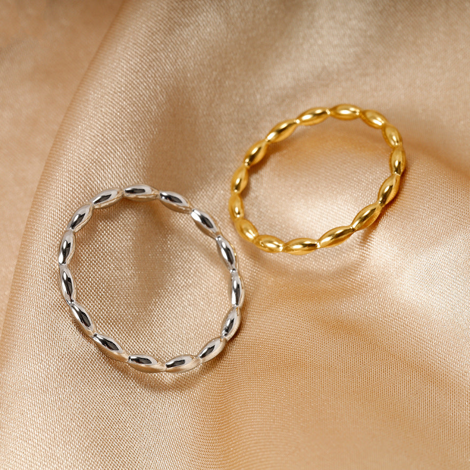 Geometric Ring Titanium Steel Band Electroplated Gold Finish Simple Jewelry Durable Everyday Ring Gift For Her Fashion