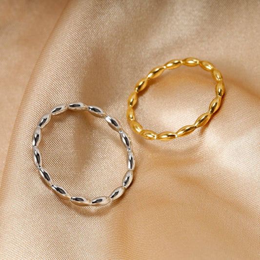 Geometric Ring Titanium Steel Band Electroplated Gold Finish Simple Jewelry Durable Everyday Ring Gift For Her Fashion