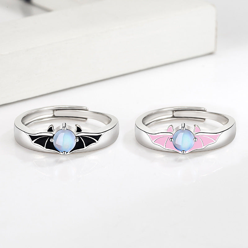 Couple Rings With Devil Wings Electroplated Matching Promise Rings His And Hers Unique Wing Design Copper Rings