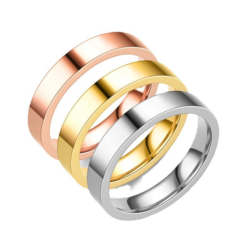 Titanium Steel Couple Rings Electroplated Band 4mm Style