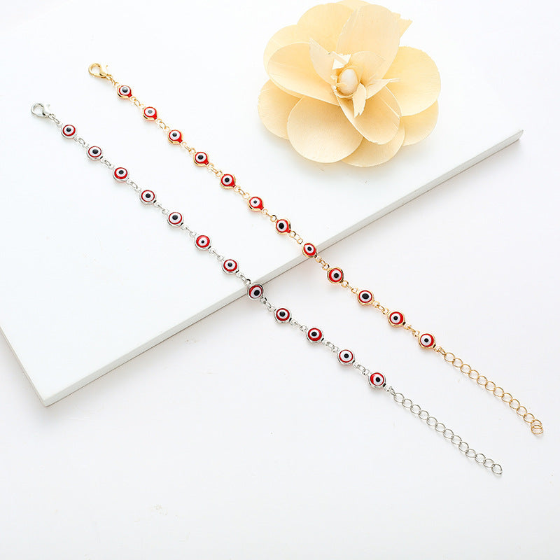 Eye Bracelet Copper Geometric Pattern Retro Color Matching Stitching Bracelet European American Metal European