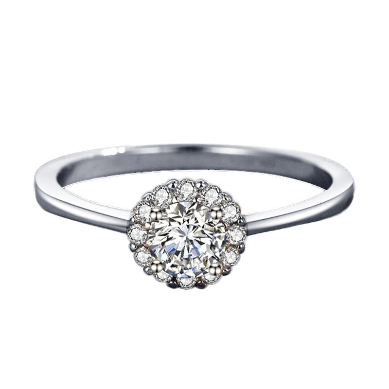 Women Ring Small Diamond Zircon Index Finger Bud Design White Gold Plated Fashion Jewelry Gift Elegant Sparkly