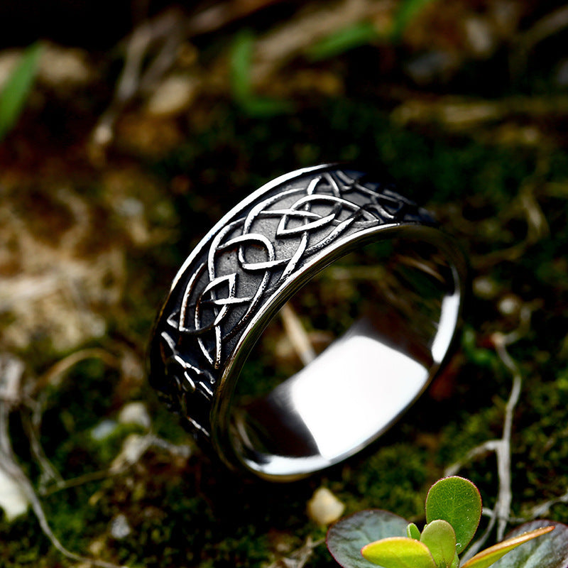 Titanium Steel Ring Viking Totem Celtic Knot Band Gift