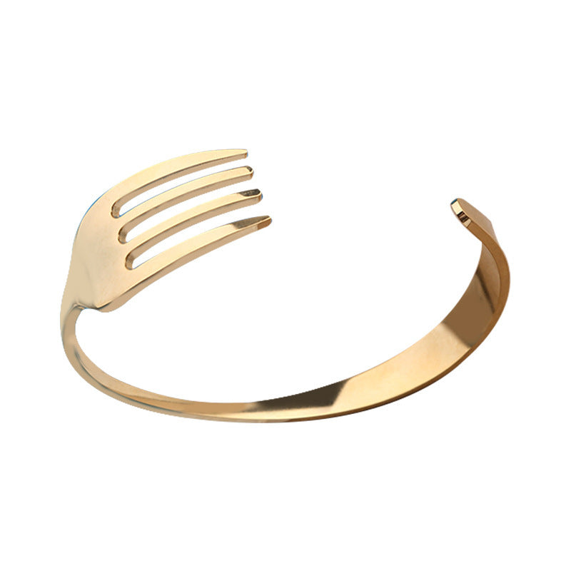 Stainless Steel C Shaped Fork Bracelet Polished Durable Jewelry For Women And Men Silver Unisex Design Jewelry