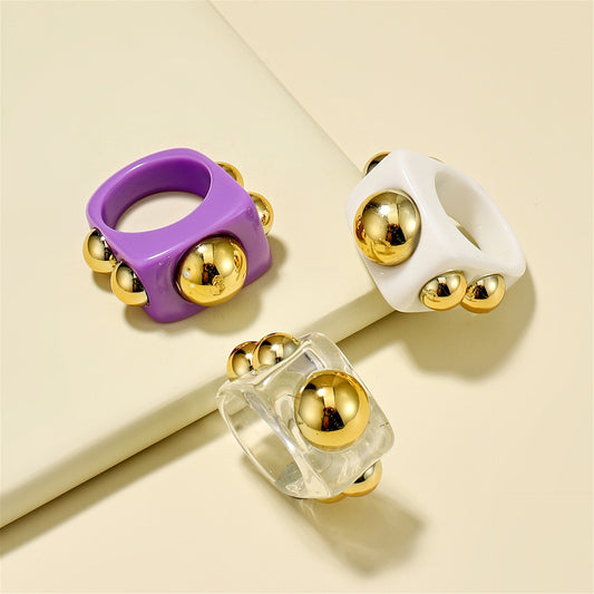 Womens Acrylic Geometric Chunky Rings Set 3 Piece Fashion Statement Jewelry For Daily Wear Gift Sets Daily Use