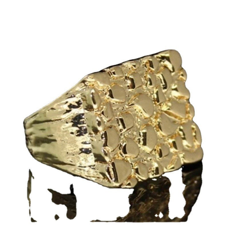 Unisex Gold Geometric Square Alloy Ring For Men Women Durable Modern Fashion Everyday Accessory Sleek Minimalist Style