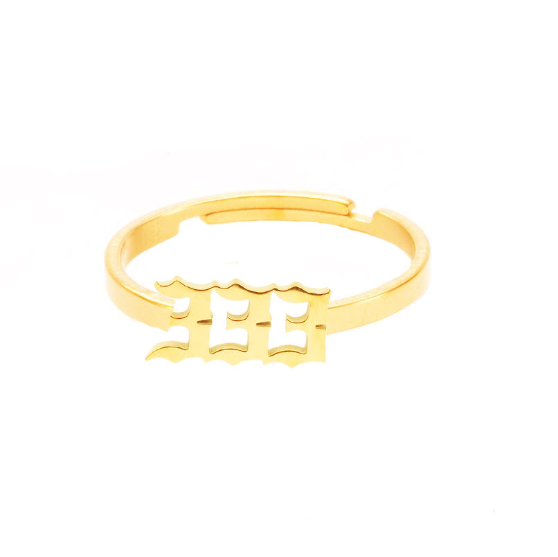 Womens Fashion Ring Adjustable Opening Letter Number Tide Angel Copper Jewelry For Women Girls With Style Ring