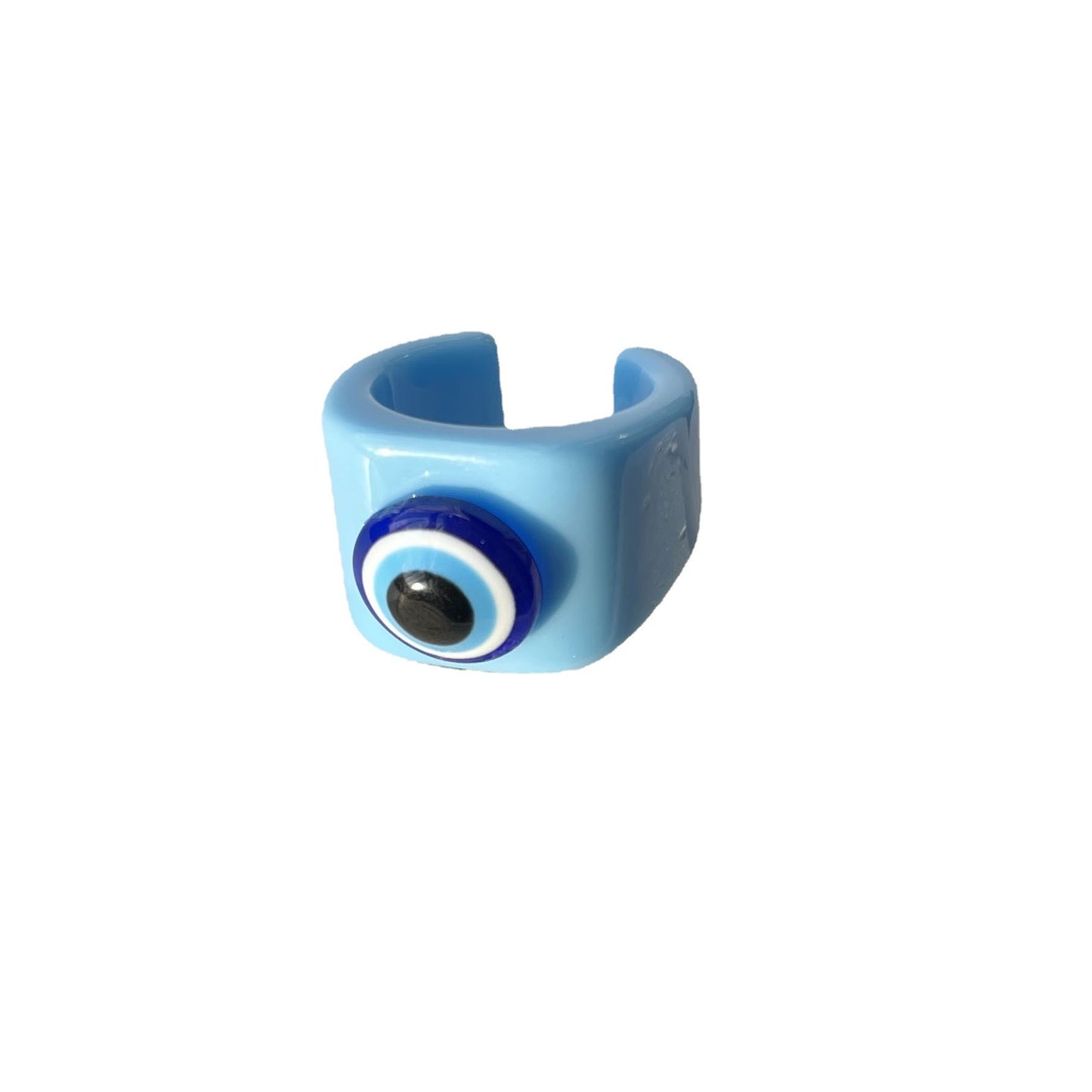 Unisex Adjustable Resin Geometry Ring With Colorful Acrylic Evil Eye Design Non Inlaid Plastic Statement Jewelry