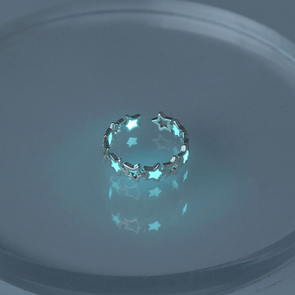 Womens Stainless Steel Ring Five Pointed Star Design With Dripping Oil Finish Trendy Style Jewelry Gift For Her