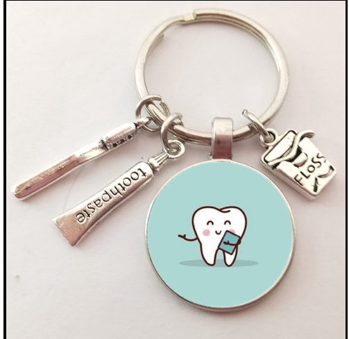 Creative Tooth Pendant Keychain Electroplate Alloy Keychain Personality Charm Keychain For Keys Color As Shown