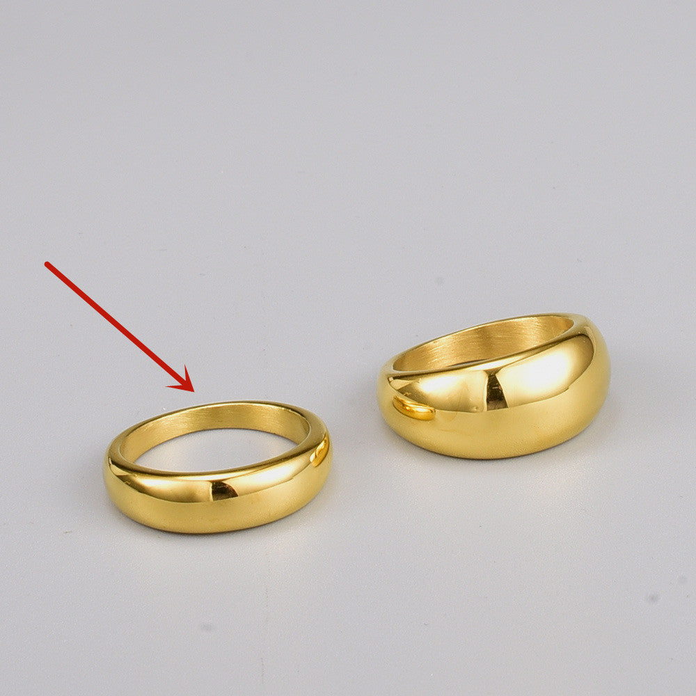 Timeless Titanium Steel Gold Plated Simple Round Curved Index Ring For Women Fashion Jewelry For Fashion Women
