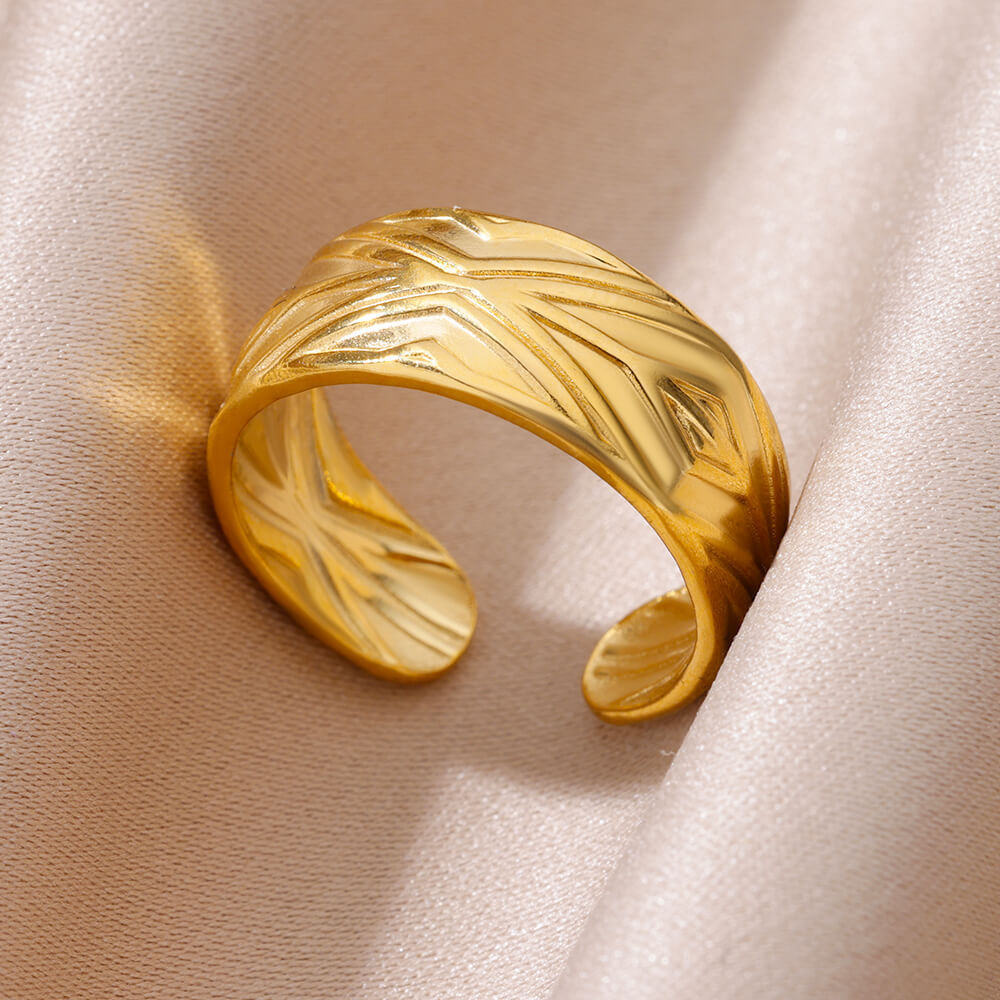 Elegant Stainless Steel Open Ring For Women Fashion Jewelry Electroplated Durable Statement Gift For Her Style